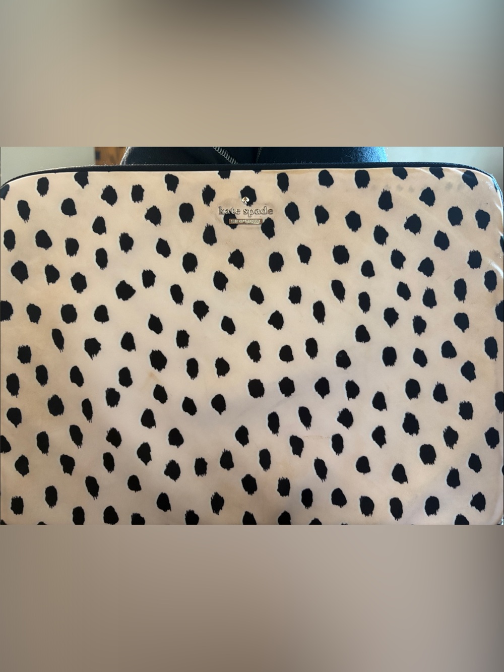 kate spade Cream and Black Polka Dot Laptop Sleeve 10” x 14